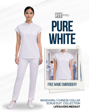 Load image into Gallery viewer, PURE WHITE - FITPRO MANDARIN / CHINESE COLLAR SCRUB SUIT