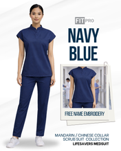 Load image into Gallery viewer, NAVY BLUE - FITPRO MANDARIN / CHINESE COLLAR SCRUB SUIT