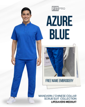 Load image into Gallery viewer, AZURE BLUE (MEN)- FITPRO MANDARIN / CHINESE COLLAR SCRUB SUIT