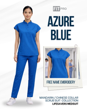 Load image into Gallery viewer, AZURE BLUE - FITPRO MANDARIN / CHINESE COLLAR SCRUB SUIT