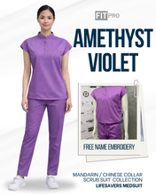 Load image into Gallery viewer, AMETHYST VIOLET -FITPRO MANDARIN / CHINESE COLLAR SCRUB SUIT