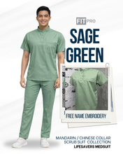 Load image into Gallery viewer, SAGE GREEN (MEN)- FITPRO MANDARIN / CHINESE COLLAR SCRUB SUIT