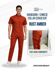 Load image into Gallery viewer, RUST AMBER (MEN)- FITPRO MANDARIN / CHINESE COLLAR SCRUB SUIT