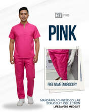Load image into Gallery viewer, PINK (MEN)- FITPRO MANDARIN / CHINESE COLLAR SCRUB SUIT