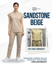 Load image into Gallery viewer, SANDSTONE BEIGE - FITPRO MANDARIN / CHINESE COLLAR SCRUB SUIT