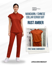Load image into Gallery viewer, RUST AMBER - FITPRO MANDARIN / CHINESE COLLAR SCRUB SUIT
