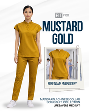 Load image into Gallery viewer, MUSTARD GOLD - FITPRO MANDARIN / CHINESE COLLAR SCRUB SUIT
