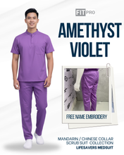 Load image into Gallery viewer, AMETHYST VIOLET (MEN)- FITPRO MANDARIN / CHINESE COLLAR SCRUB SUIT
