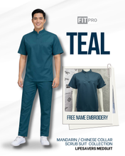 Load image into Gallery viewer, TEAL (MEN)- FITPRO MANDARIN / CHINESE COLLAR SCRUB SUIT
