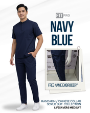 Load image into Gallery viewer, NAVY BLUE (MEN)- FITPRO MANDARIN / CHINESE COLLAR SCRUB SUIT
